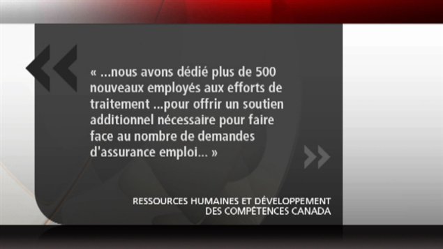 Réponse des Ressources humaines et Développement des compétences Canada aux problèmes de traitement des demandes d'assurance-emploi