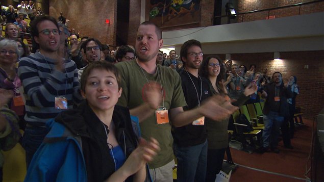 Des militants de Québec solidaire.