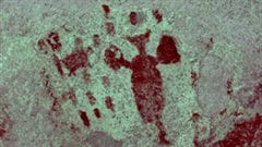 Photographie numérisée et reconstituées d'un pictogramme au lac Kootenay, en Colombie-Britannique.