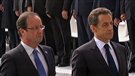 Hollande et Sarkozy côte à côte devant la tombe du soldat inconnu