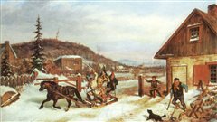 La barriage de p�age (1859), une toile de Cornelius Krieghoff