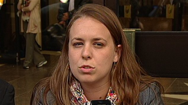 La présidente de la FEUQ, Martine Desjardins, lors d'un point de presse le 31 mai