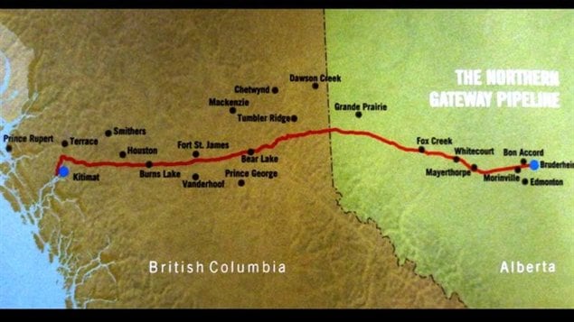 Le parcours de l'oléoduc Northern Gateway