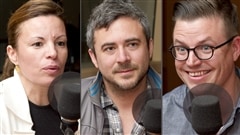 �Radio-Canada/Christian C�t� | <b>Les chefs cuisiniers Helena Loureiro, Martin Juneau et Dany St-Pierre.</b>