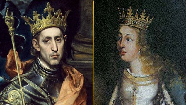 Saint Louis (d�tail d'une toile du Greco) et sainte �lisabeth du Portugal