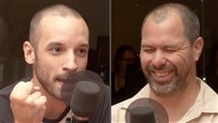 �Radio-Canada/Olivier Lalande | <b>L'humoriste Guillaume Wagner et le sc�nariste Daniel Thibault</b>