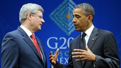 Stephen Harper et Barack Obama.