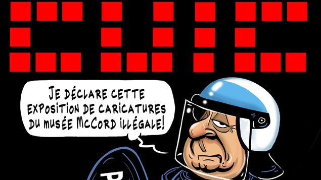 Une partie de l'affiche de l'exposition La fin du monde... En caricatures! de Beaudet