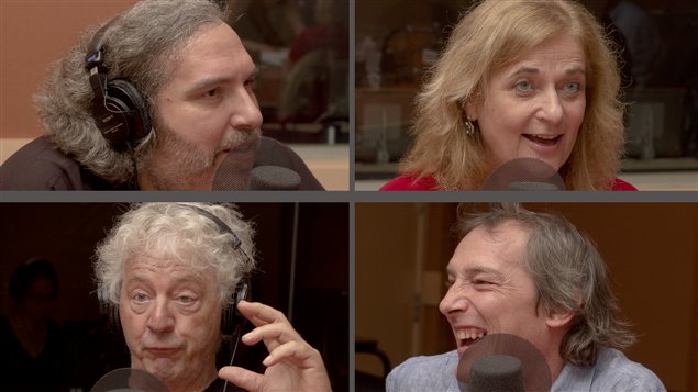 �Radio-Canada/Olivier Lalande | <b>Georges Privet, Nathalie Petrowski, Guy Dufaux et Louis B�langer</b>