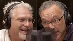 �Radio-Canada/Olivier Lalande | <b>Les chroniqueurs Jean Barbe et Joseph Facal</b>