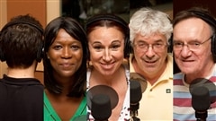 � Radio-Canada / Fran�ois Lemay | M. Truc, Lydie Olga (N)tap, Nathalie Lambert, Daniel Turcotte, et Dominique L�vesque
