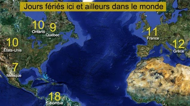 Carte de congés fériés