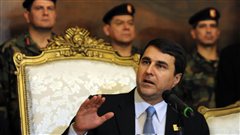 Le président paraguayen désigné, Federico Franco, lors d'une conférence de presse, vendredi, à Asunción