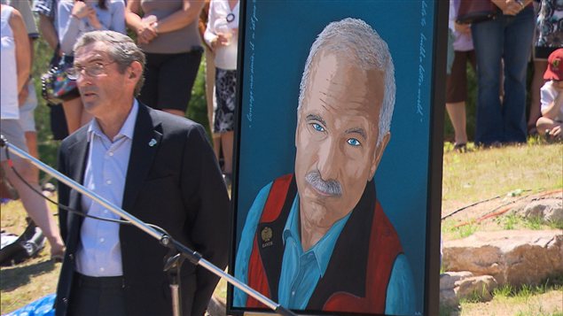 Une peinture de Jack Layton réalisée pour l'inauguration du parc qui portera son nom