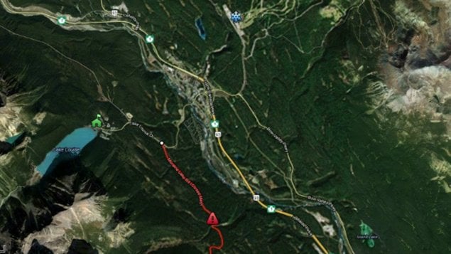 L'accident s'est produit là où apparaît le triangle sur la carte, d'après la GRC.