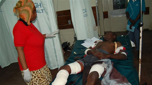 Un blessé victime de l'explosion à Mombasa