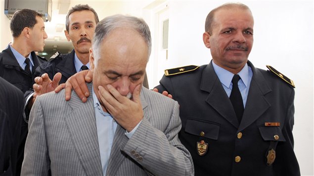 L'ex-premier ministre libyen Mahmoudi Baghdadi au palais de justice de Tunis le 8 novembre 2011.