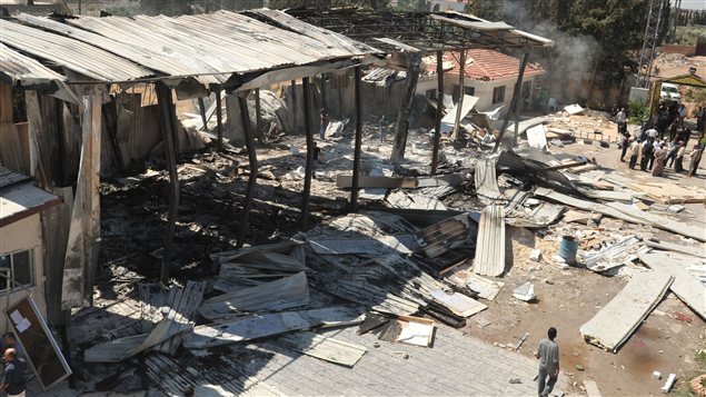 Le siège d'Al-Ikhbariya après l'attaque