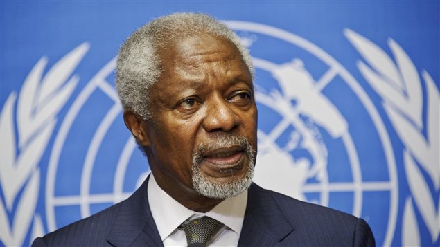 L'émissaire spécial de l'ONU et la Ligue arabe, Kofi Annan, lors d'une conférence de presse à Genève le 22 juin 2012.