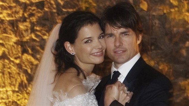 Katie Holmes et Tom Cruise lors de leur mariage en 2006