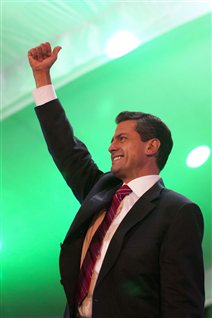 Le vainqueur de l'élection présidentielle au Mexique, Enrique Peña Nieto, à l'issue du vote.