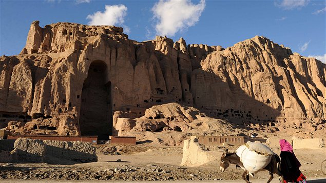 Une des niches où se trouvait un bouddha avant d'être détruit par des talibans, en 2001.