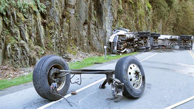 accident de camion sur la route Malahat