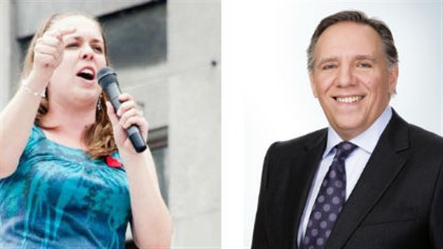 Les images des profils Twitter de Martine Desjardins et de Fran�ois Legault