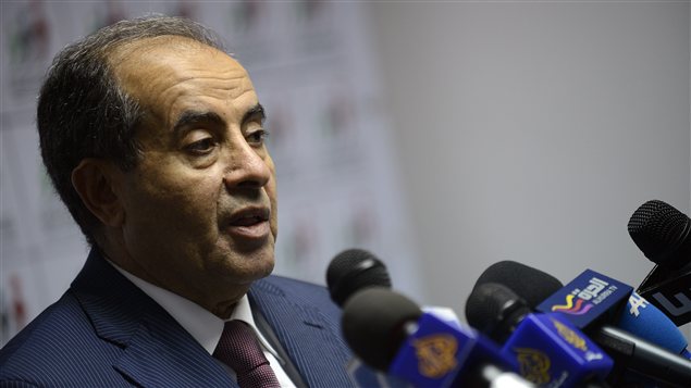 Mahmoud Jibril, de l'Alliance des forces nationales (AFN), en conférence de presse le 8 juillet 2012 à Tripoli.