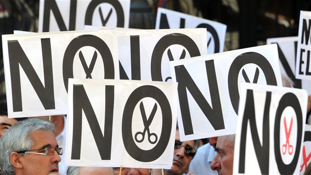 Des fonctionnaires espagnols manifestent à Madrid.