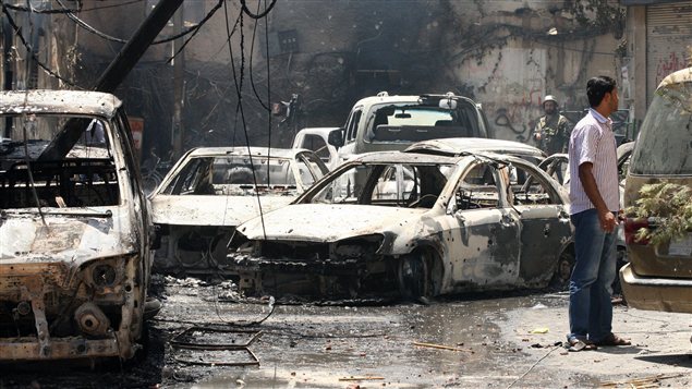 Un quartier de Damas ravagé.
