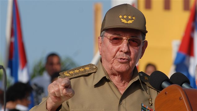 Le président cubain Raul Castro lors de la cérémonie marquant le 59e anniversaire de l'attaque ratée contre la caserne de la Moncada.