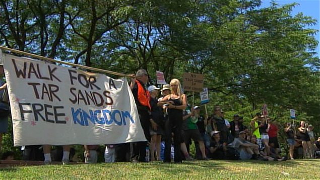 Manifestation contre les sables bitumineux à Burlington, au Vermont.