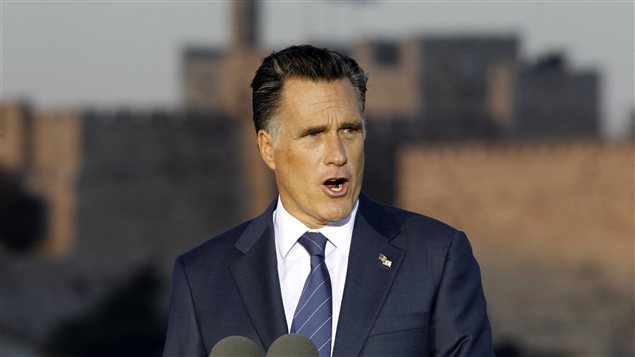 Le candidat à l'investiture républicaine Mitt Romney lors de son discours à Jérusalem.