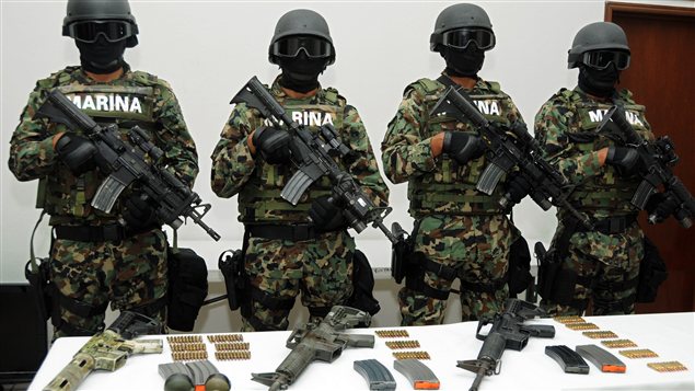 Armas capturadas en 2010 a un cártel de la droga en México.