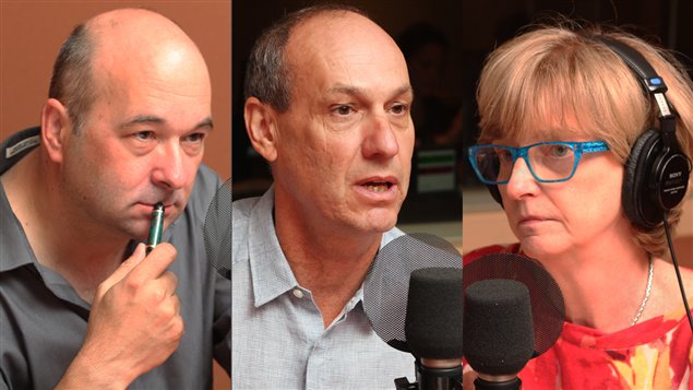 Michel C. Auger, Alain Gravel et Anne-Marie Dussault �Radio-Canada/ Marie-Sandrine Auger