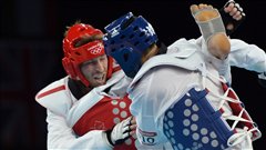 Sébastien Michaud (rouge) contre l'Arménien Arman Yeremyan