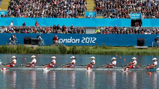 Le huit f�minin canadien aux Jeux de Londres, le 29 juillet 2012.