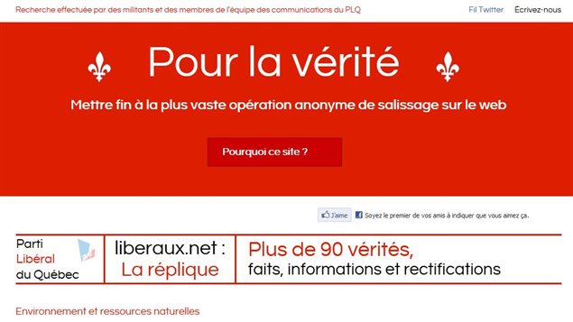 Le site « Pour la vérité » du PLQ en réplique à liberaux.net
