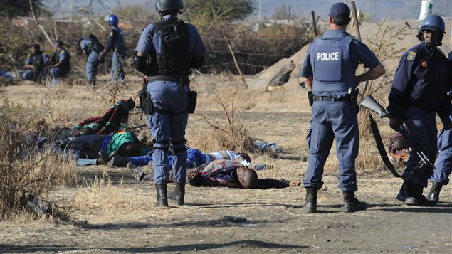 Les victimes d'un affrontement entre mineurs et policiers à Marikana en Afique du Sud.