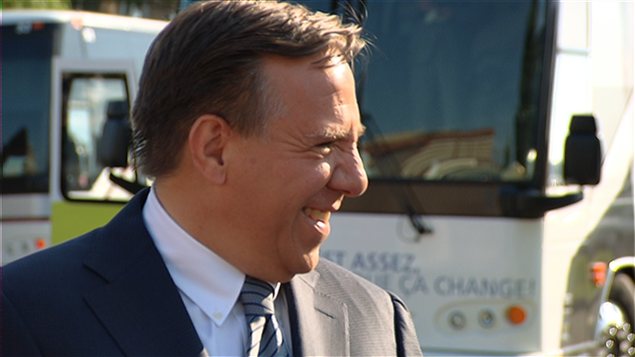 François Legault en Outaouais, dimanche.