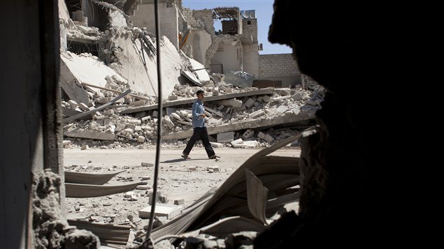 Le quartier d'Al-Bab dans la province d'Alep après un bombardement