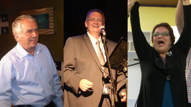 François Gendron (Abitibi-Ouest), Gilles Chapadeau (Rouyn-Noranda-Témiscamingue) et Élizabeth Larouche (Abitibi-Est)