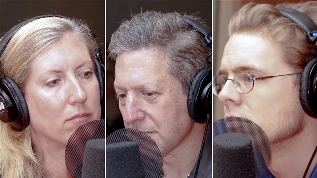 �Radio-Canada/Olivier Lalande | <b>La journaliste Lesley Chesterman, l�homme d�affaires Andy Nulman et le chanteur Paul Cargnello</b>
