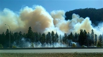 Un incendie de forêt dans l'Okanagan, en Colombie-Britannique