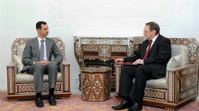 Le vice-ministre russe des Affaires étrangères, Mikhaïl Bogdanov, lors de sa rencontre avec le président syrien, Bachar Al-Assad, le 29 août dernier.