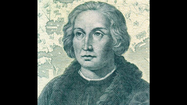 Illustration de Christophe Colomb sur un billet de lire italienne.