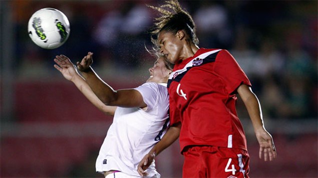 La Canadienne Rachelle Melhado en action lors d'un match des moins de 20 ans à la CONCACAF en mars dernier.