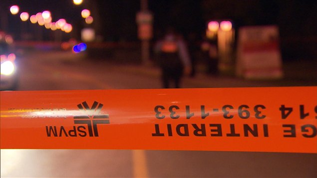 Périmètre de sécurité érigé par le Service de police de la Ville de Montréal (SPVM)
