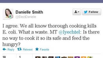 Le message Twitter de la chef du parti Wildrose, Danielle Smith